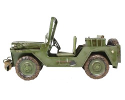 1952 Model Army Jeep Elyapımı Eskitilmiş Biblo 28cm - T-BEK