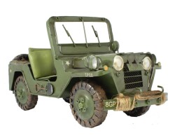 1952 Model Army Jeep Elyapımı Eskitilmiş Biblo 28cm - 3