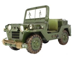 1952 Model Army Jeep Elyapımı Eskitilmiş Biblo 28cm - T-BEK (1)