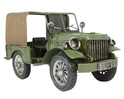 1953 Model Army Jeep El Yapımı Eskitilmiş Biblo 26cm - Thumbnail