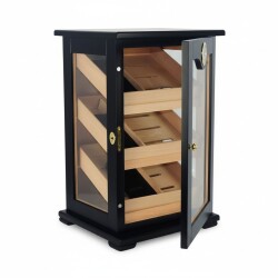 3 Raflı Puro Kutusu Humidor Kabinet Siyah 150's - CigarLoong (1)