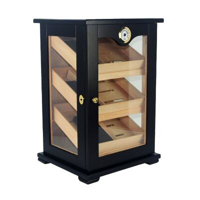 3 Raflı Puro Kutusu Humidor Kabinet Siyah 150's - 1
