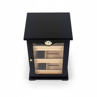 3 Raflı Puro Kutusu Humidor Kabinet Siyah 150's - 2