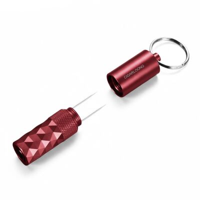 Aluminyum 2in1 Delici ve Puro Tutucu İğne Anahtarlık Kırmızı - 2