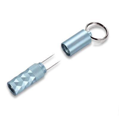 Aluminyum 2in1 Delici ve Puro Tutucu İğne Anahtarlık Mavi - 2