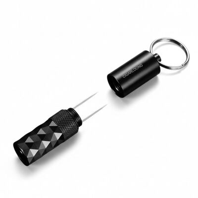 Aluminyum 2in1 Delici ve Puro Tutucu İğne Anahtarlık Siyah - 2
