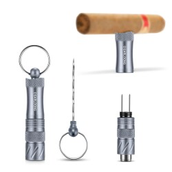 Aluminyum 4in1 Delici Açıcı ve Puro Tutucu İğne Anahtarlık Mavi - CigarLoong (1)