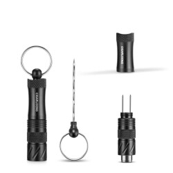 Aluminyum 4in1 Delici Açıcı ve Puro Tutucu İğne Anahtarlık Siyah - 2