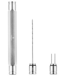 Aluminyum Puro Açıcı İğne ve Puro Tutucu Silver - CigarLoong