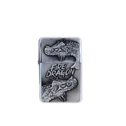 Atomic Benzinli Çakmak 2 Fire Dragon Silver - Atomic