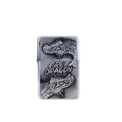 Atomic Benzinli Çakmak 2 Fire Dragon Silver - 1