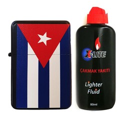 Atomic Benzinli Çakmak Benzin Seti Küba Bayraklı - Thumbnail