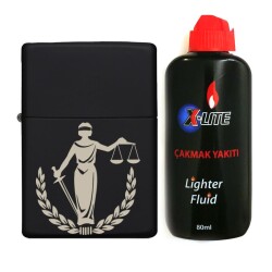 Atomic Benzinli Çakmak Benzin Seti Siyah Adalet Tanrıçası Themis - Atomic