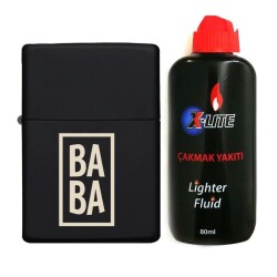 Atomic Benzinli Çakmak Benzin Seti Siyah Baba - Atomic