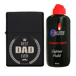 Atomic Benzinli Çakmak Benzin Seti Siyah En İyi Baba - Atomic