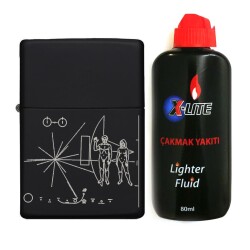 Atomic Benzinli Çakmak Benzin Seti Siyah Voyager1 Evrene Mesaj - Atomic