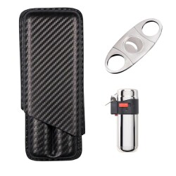 Atomic Deri Puro Kılıfı Çakmak Metal Kesici Seti Krom - Atomic