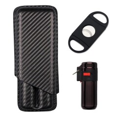 Atomic Deri Puro Kılıfı Çakmak Plastik Kesici Seti Siyah - Atomic