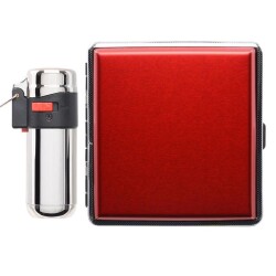 Atomic German Çakmak Tabaka Hediye Seti Kırmızı Krom - Atomic