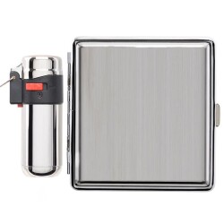 Atomic German Çakmak Tabaka Hediye Seti Krom Brush Krom - Atomic