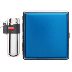 Atomic German Çakmak Tabaka Hediye Seti Mavi Krom - Atomic