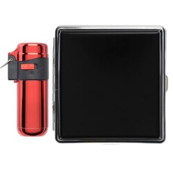 Atomic German Çakmak Tabaka Hediye Seti Siyah Kırmızı - Atomic