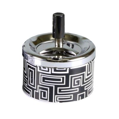 Bas-Çevir Metal Hazneli Siyah Beyaz Çizgiler 9cm - 1