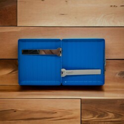 Bavul Desen Metal Kısa Sigara Tabakası 18li Mavi - Atomic (1)