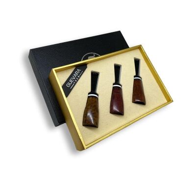 Beyaz Halkalı Ahşap Puro Ağızlığı Seti 44-54 Ring Arası - 1