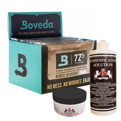 Boveda 72 60g Humidor Puro Kutusu Nemlendirici 12li Paket Saf Su ve Jel Hediyeli - 1
