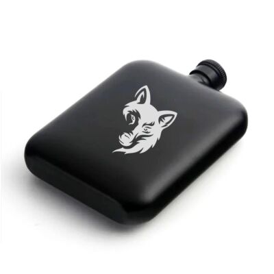 British Mat Siyah Kurt Oval Çelik Cep İçki Matarası 4oz 120ml - 2