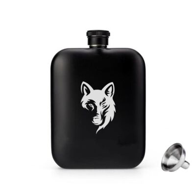 British Mat Siyah Kurt Oval Çelik Cep İçki Matarası 4oz 120ml - 1