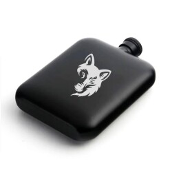 British Mat Siyah Kurt Oval Çelik Cep İçki Matarası 4oz 120ml - ANGELO (1)