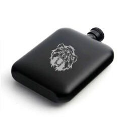 British Mat Siyah Vahşi Ayı Oval Çelik Cep İçki Matarası 4oz 120ml - ANGELO (1)