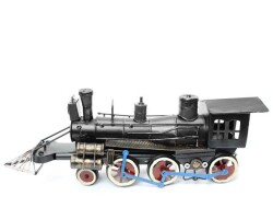 Buharlı Kara Tren Lokomotifi Eskitilmiş Biblo Siyah 32cm - T-BEK