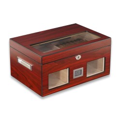 Camlı Puro Kutusu Humidor Mat Maun Vişne 100's - CigarLoong