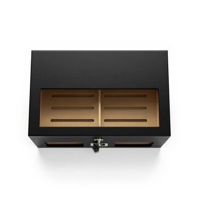 Camlı Puro Kutusu Humidor Mat Siyah 100's - 3