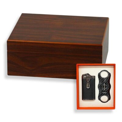 Cedar Alman Humidor Puro Kutusu Karbon Çakmak Kesici Seti - 1
