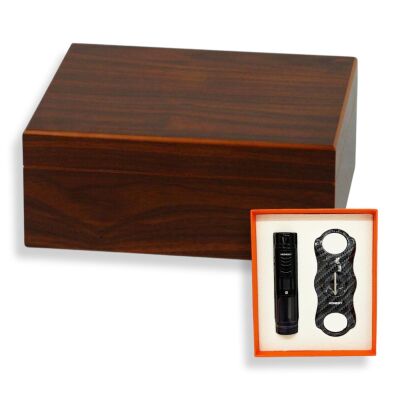 Cedar Alman Humidor Puro Kutusu Çakmak Kesici Seti - 1