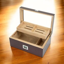 Cedar Alman Puro Kutusu Humidor Parlak Kiraz 80's CigarSpa Elektronik Nemlendirme - 3