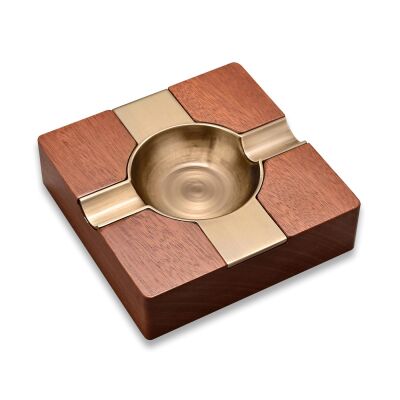 Cigarloong Ahşap Kare Puro Küllüğü Bronze 2li - 1