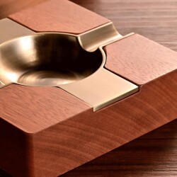 Cigarloong Ahşap Kare Puro Küllüğü Bronze 2li - 3