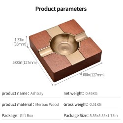 Cigarloong Ahşap Kare Puro Küllüğü Bronze 2li - 4