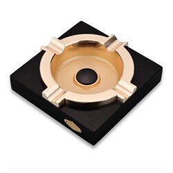 Cigarloong Ahşap Kare Puro Küllüğü Siyah Gold 4lü - 1