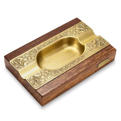 Cigarloong Ahşap Puro Küllüğü Damascus Gold 2li - 1
