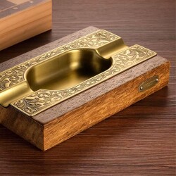 Cigarloong Ahşap Puro Küllüğü Damascus Gold 2li - 3