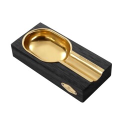 Cigarloong Ahşap Puro Küllüğü Tekli Siyah Gold - 1