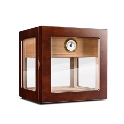 Cigarloong Camlı 1 Çekmeceli Puro Kutusu Ceviz 70's - CigarLoong