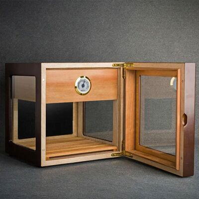 Cigarloong Camlı 1 Çekmeceli Puro Kutusu Ceviz 70's - 2