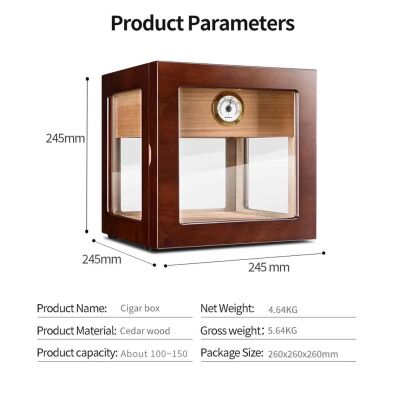 Cigarloong Camlı 1 Çekmeceli Puro Kutusu Ceviz 70's - 3